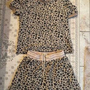 Entro Tan and Black Leopard Kids Pajama Set